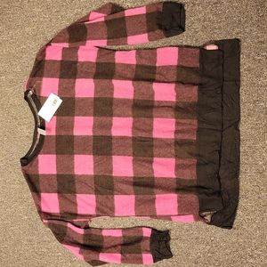 NWT XL Honeyme fuzzy plaid weekender